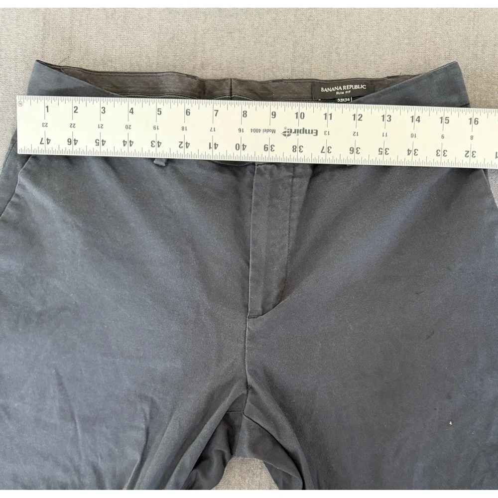 Banana Republic Mens Slim Fit Chino Pants 33x34 Charcoal Black Preppy Casual
